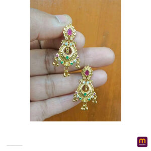 Traditional gold plated stylish festival stone earrings