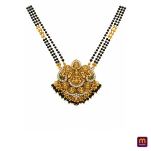 Traditional Lakshmi Design Black Beads Mangalsutra Necklace for Women | Elegant Ethnic Jewelry