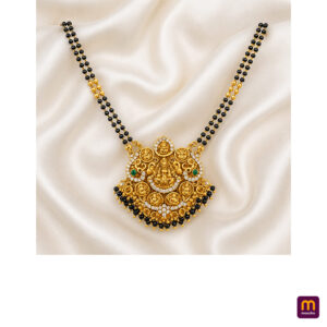 Traditional Lakshmi Design Black Beads Mangalsutra Necklace for Women | Elegant Ethnic Jewelry
